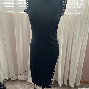 Michael Kors Black with silver studs dress with side ruching.